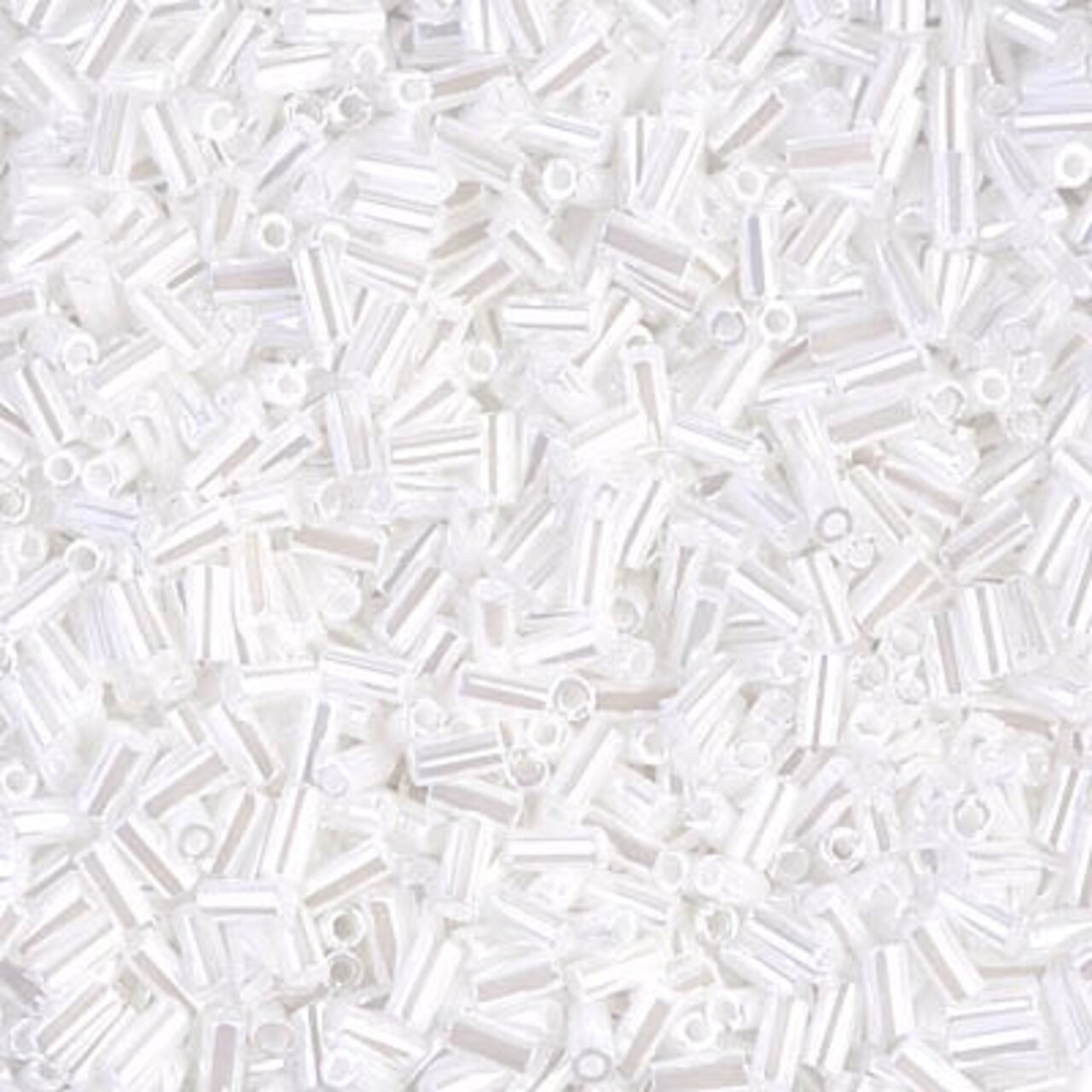 Miyuki 3mm (#1) Bugle Beads, White Pearl Ceylon , BGL1-528, 8.5 grams